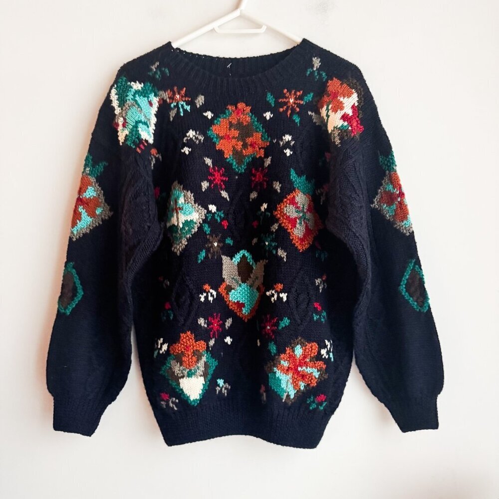 Vintage Wool Blend Southwestern print Colourful Pullover Sweater L